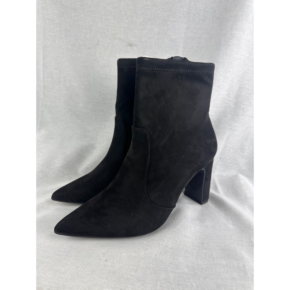 A New Day Womens Black‎ Suede Pointed Toe Block Heel Ankle Boots Size 7.5